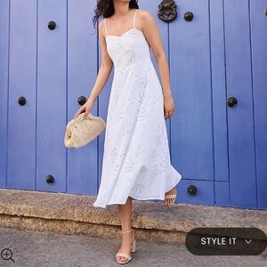 NWT LOFT White Eyelet Midi Dress